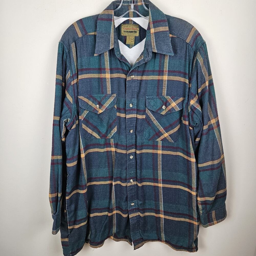 Vtg 90s Country Touch thermal Lined Flannel Shirt Mens Sz L Plaid Outdoors